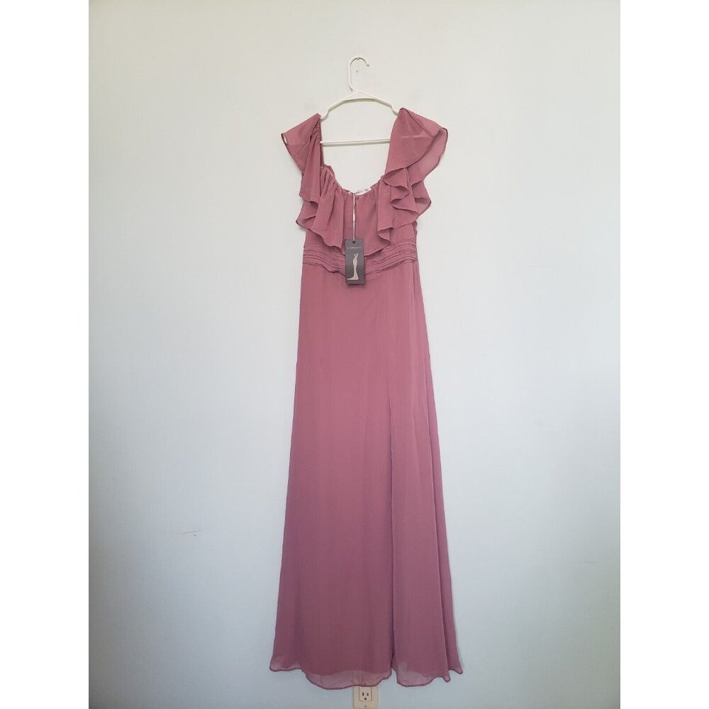 Ever Pretty Womens 12 Formal Dress Pink Ruffle Flowy Prom Bridesmaid Ruched NWT
